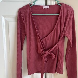 Pink lily wrap top size M